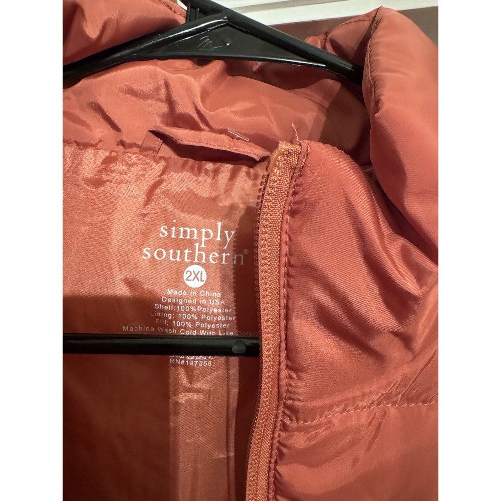 2xl Pink Puffer Jacket  Simply Southern Zipper Women's New With Tag - Picture 3 of 6